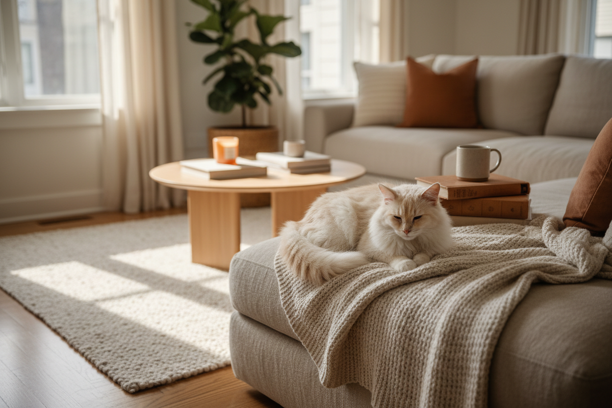 Elegant cat lifestyle hero