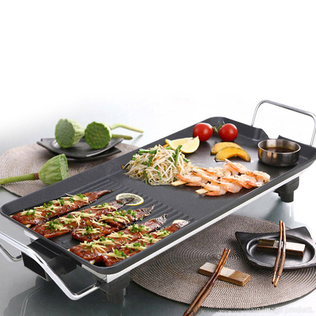 NNEAGS 48cm 68cm Electric BBQ Grill Teppanyaki Tough Non-Stick Surface Hot Plate Kitchen Bundle