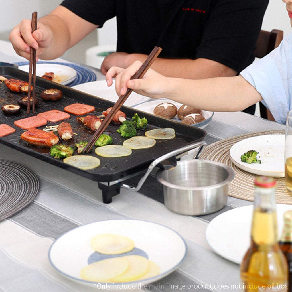 NNEAGS 48cm 68cm Electric BBQ Grill Teppanyaki Tough Non-Stick Surface Hot Plate Kitchen Bundle