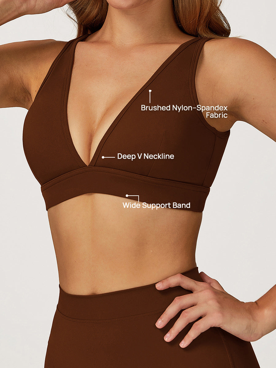Sleek V-Neck Sports Bra