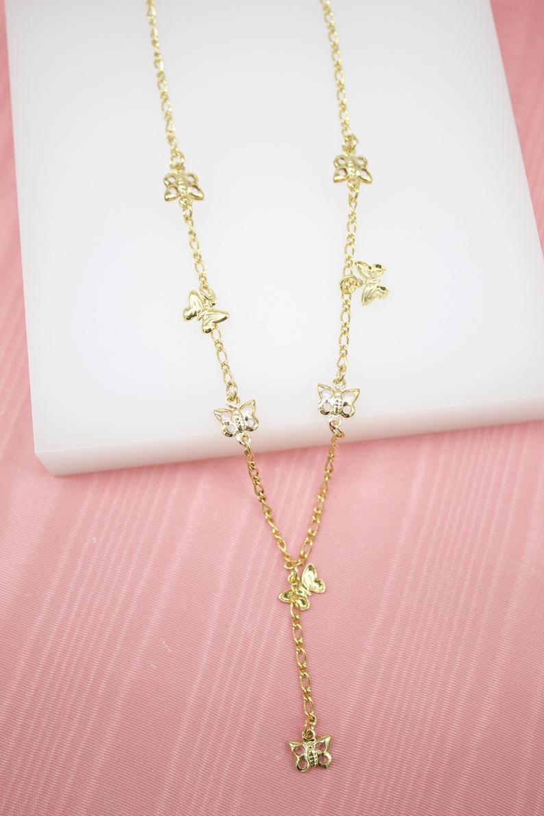 Butterfly Dangle Charms Layering Necklace (G47)
