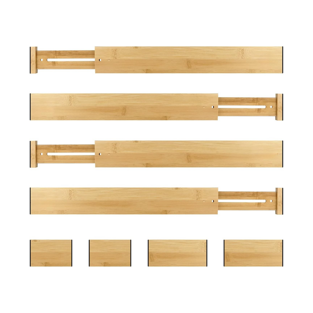 Bamboo Drawer Dividers Expandable - 4 Pack