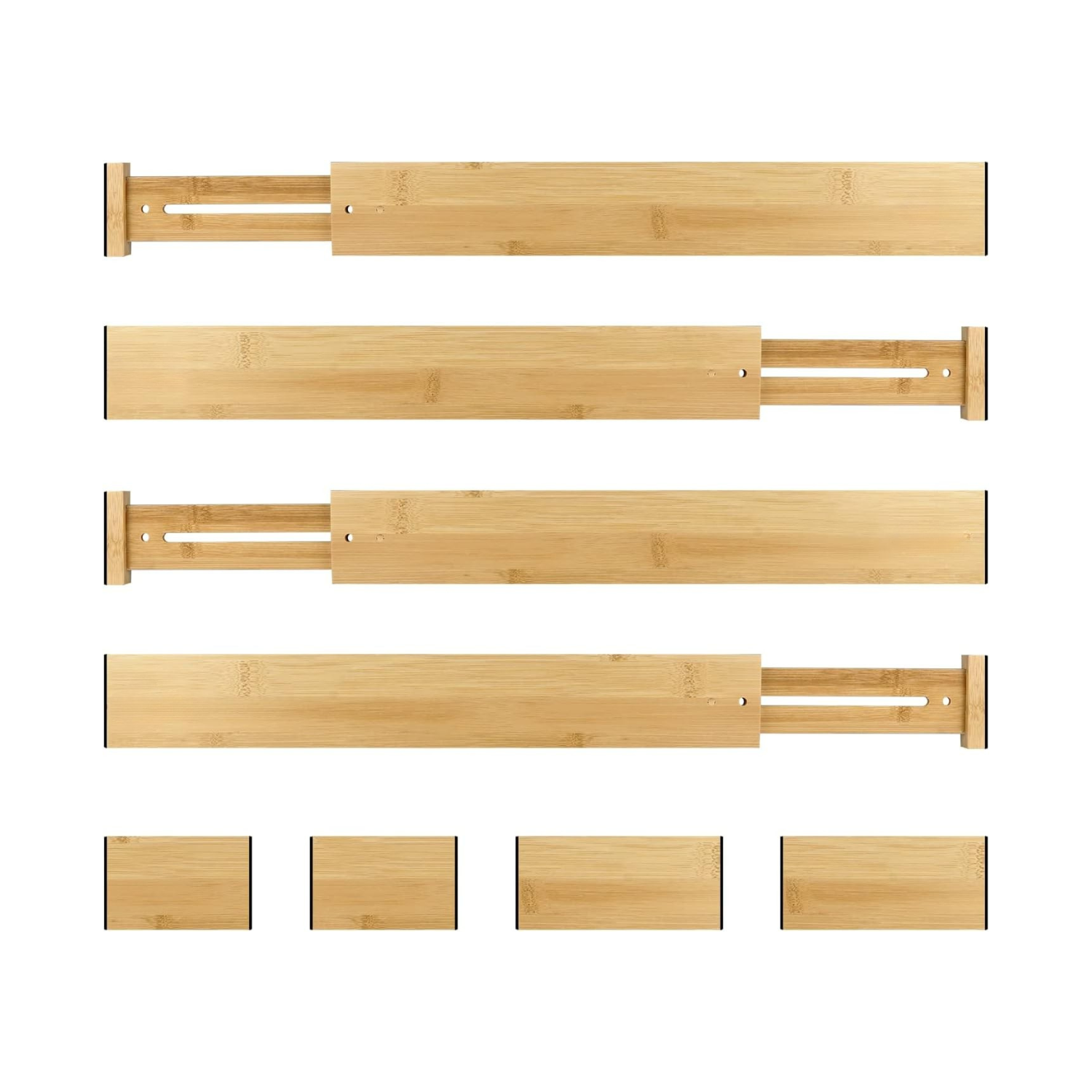 Bamboo Drawer Dividers Expandable - 4 Pack