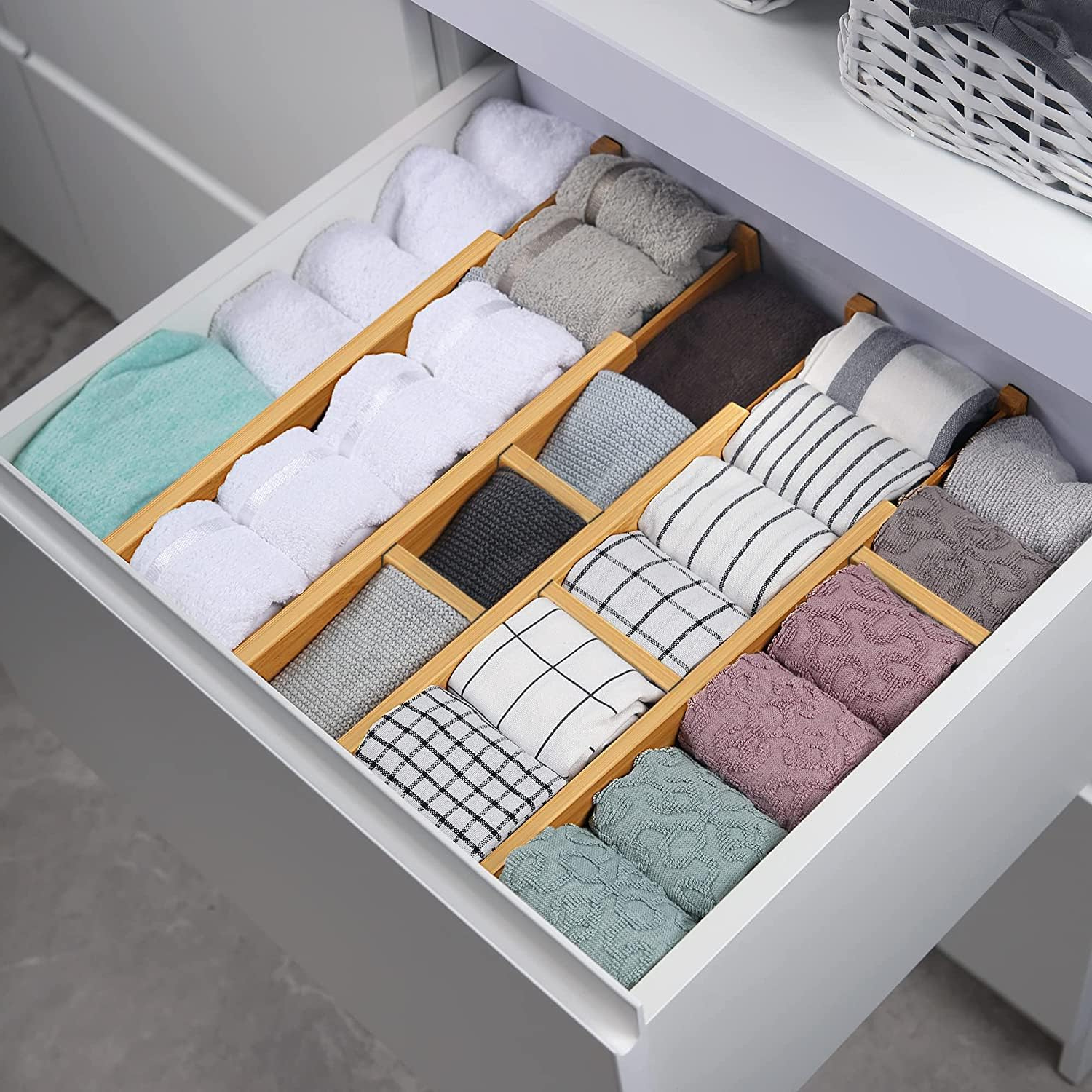 Bamboo Drawer Dividers Expandable - 4 Pack