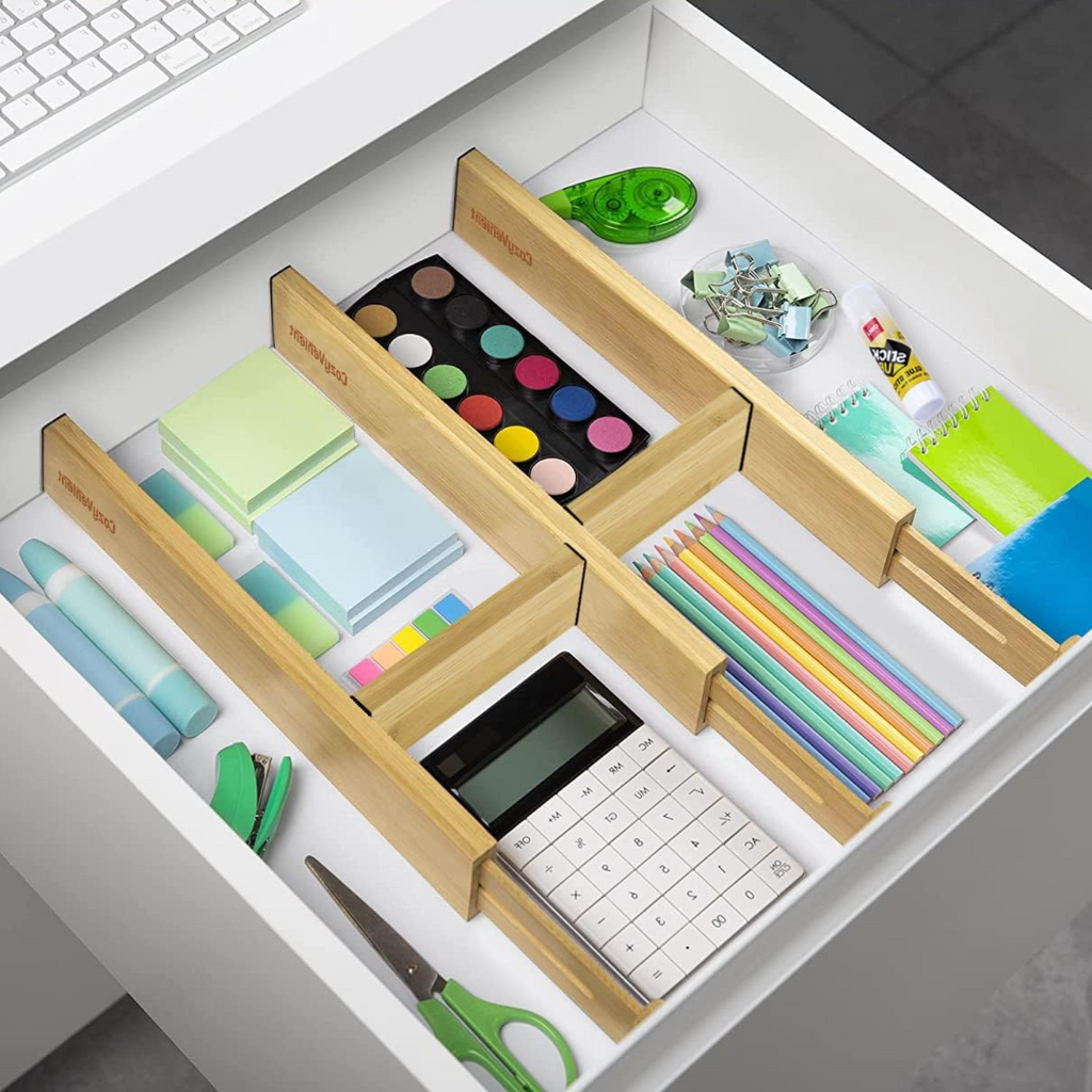 Bamboo Drawer Dividers Expandable - 4 Pack