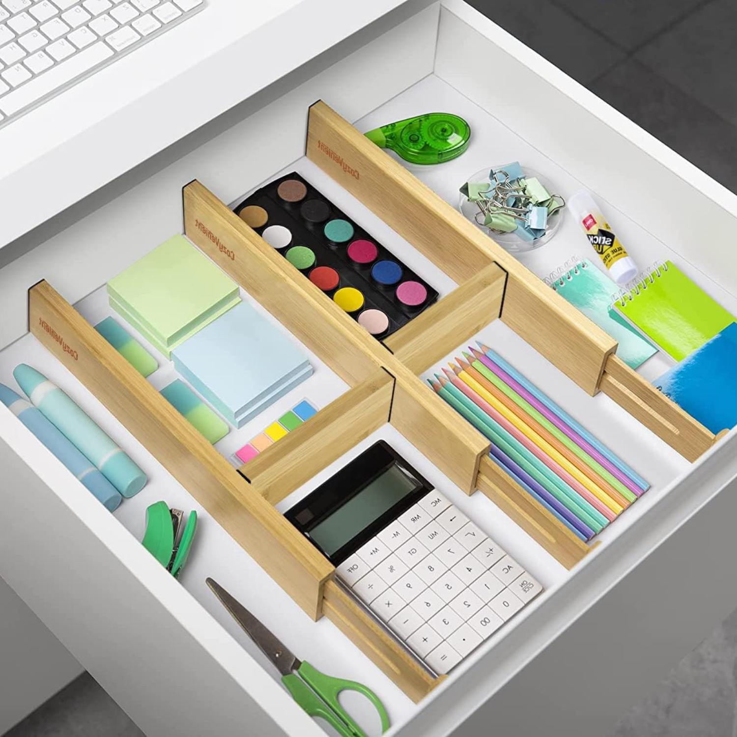 Bamboo Drawer Dividers Expandable - 4 Pack