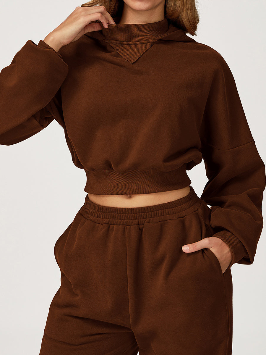 Chic Cocoa Crop Hoodie