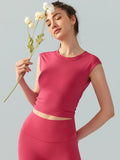 Sculpted Backless Yoga Tee with Built-In Padding