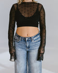 Heart Mesh Mock Neck Halftee