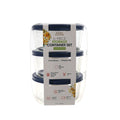 6 Piece Set (2 Cup / 16Oz) Round Glass Storage Containers With Lids, Blue
