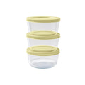 6 Piece Set (2 Cup / 16Oz) Round Glass Storage Containers With Lids, Sunlight Yellow