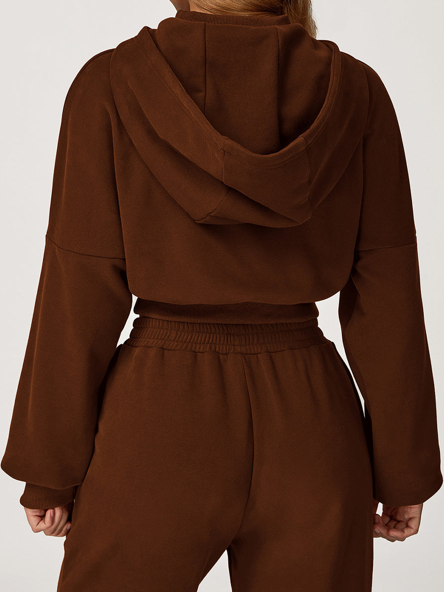 Chic Cocoa Crop Hoodie