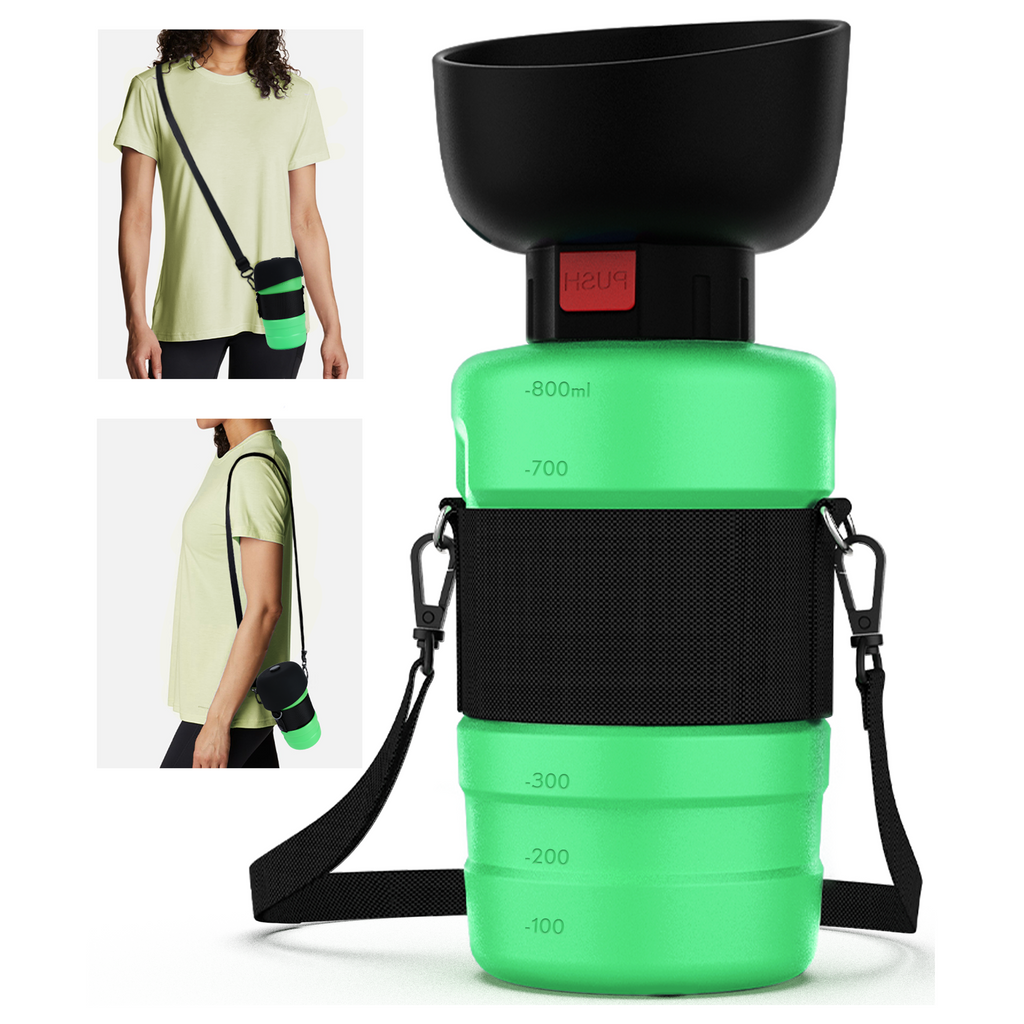 28oz Portable Dog Water Bottle Dispenser-3Gen-Green