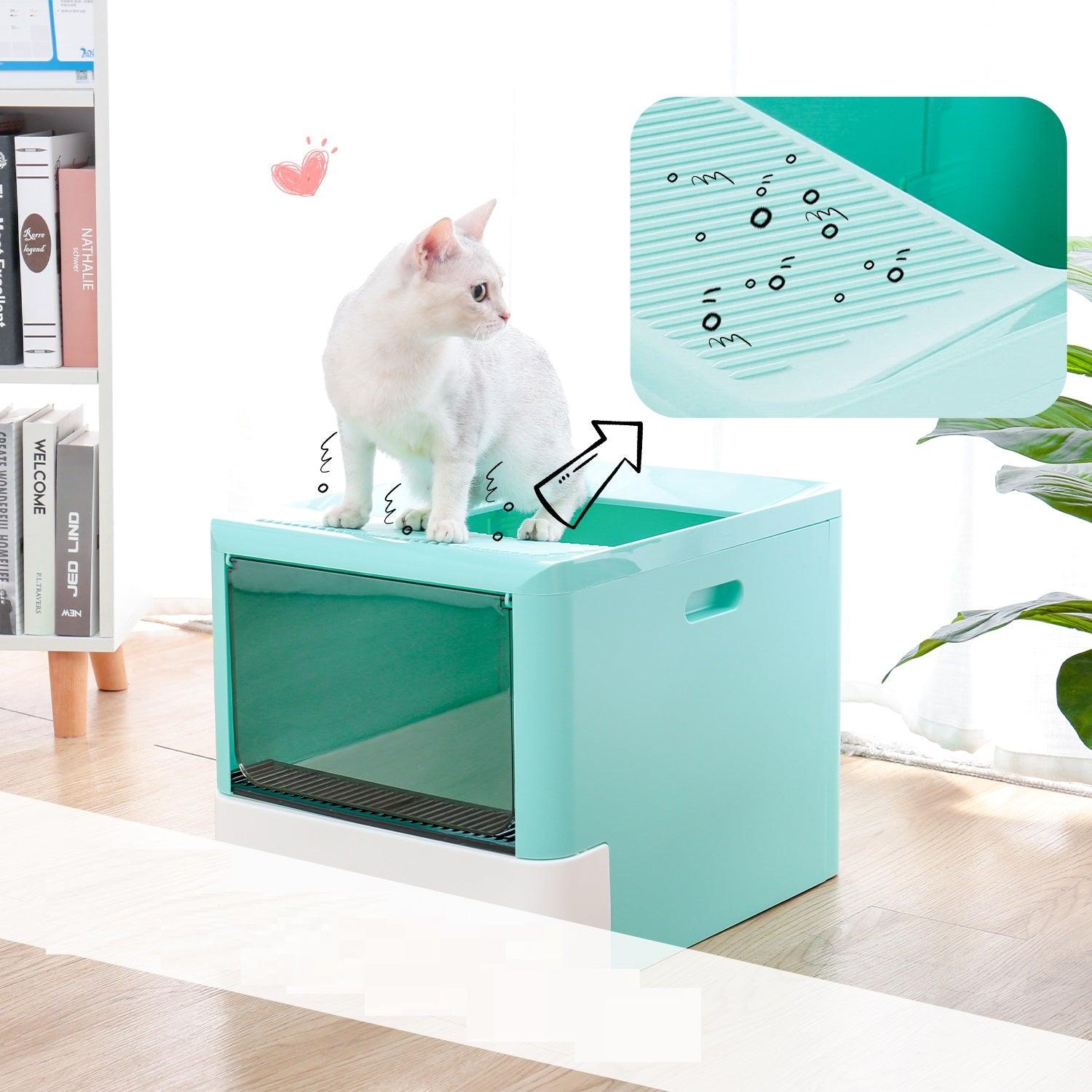 Fully Enclosed Cat Litter Basin With Large Drawer - Ultimate Comfort For Your Feline Friend