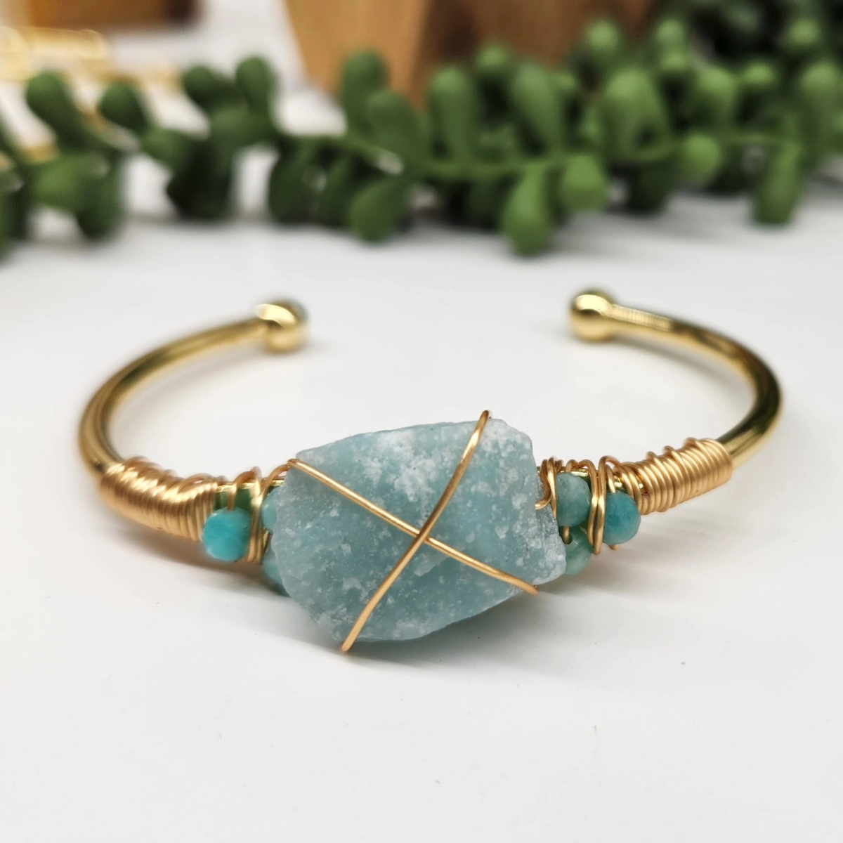 Gemstone Wire-Wrapped Bracelet