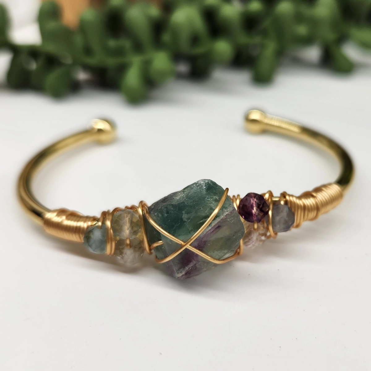 Gemstone Wire-Wrapped Bracelet