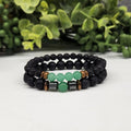 Crystal Black Lava Two Beaded Bracelet Sets