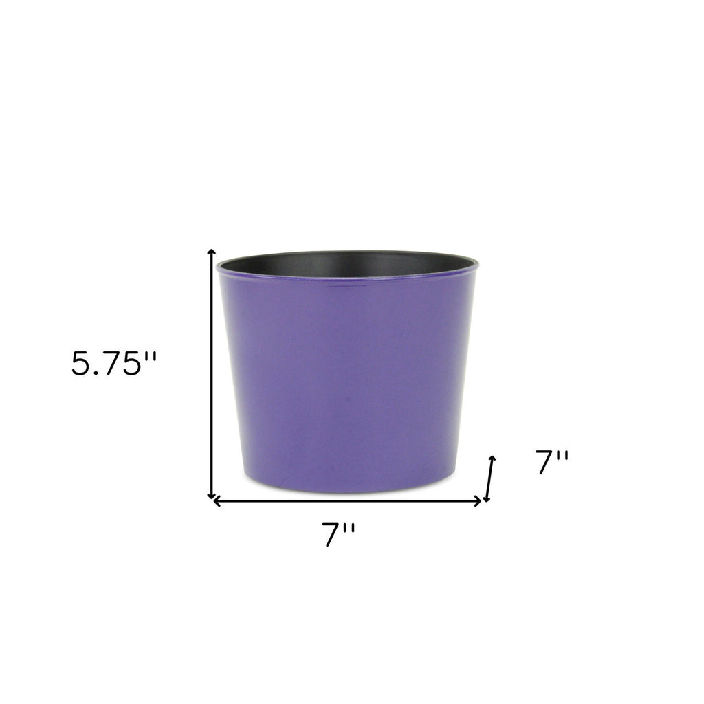 7" Navy Blue Recycled Plastic Indoor Outdoor Round Pot Planter