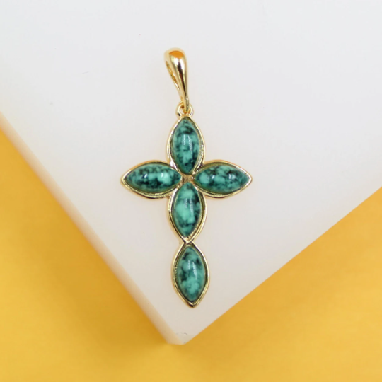 Jesus Crucifix Christian Cross Jadeite Stone Pendant  (A359)