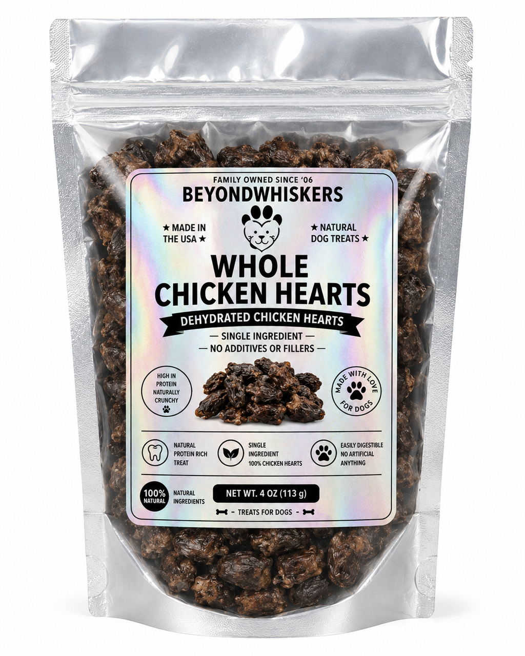 Dehydrated Whole Chicken Hearts Dog Treats