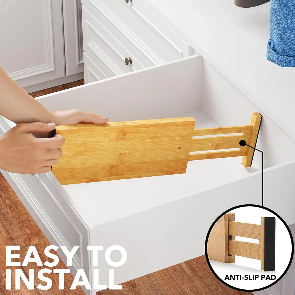 Bamboo Expandable Drawer Dividers – 4 Pack (Long)