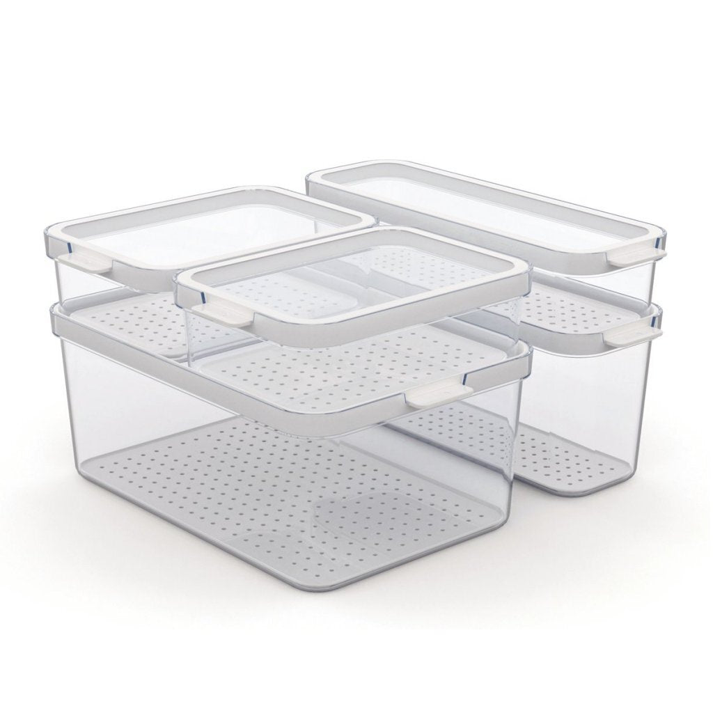 Rotho cauma set refrigerator organizer 4.65l + 2l + 1.15l + 2x 1.2l transparent