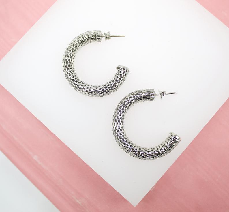 18K Rhodium Filled Coreana Open Hoop Earrings (K54)
