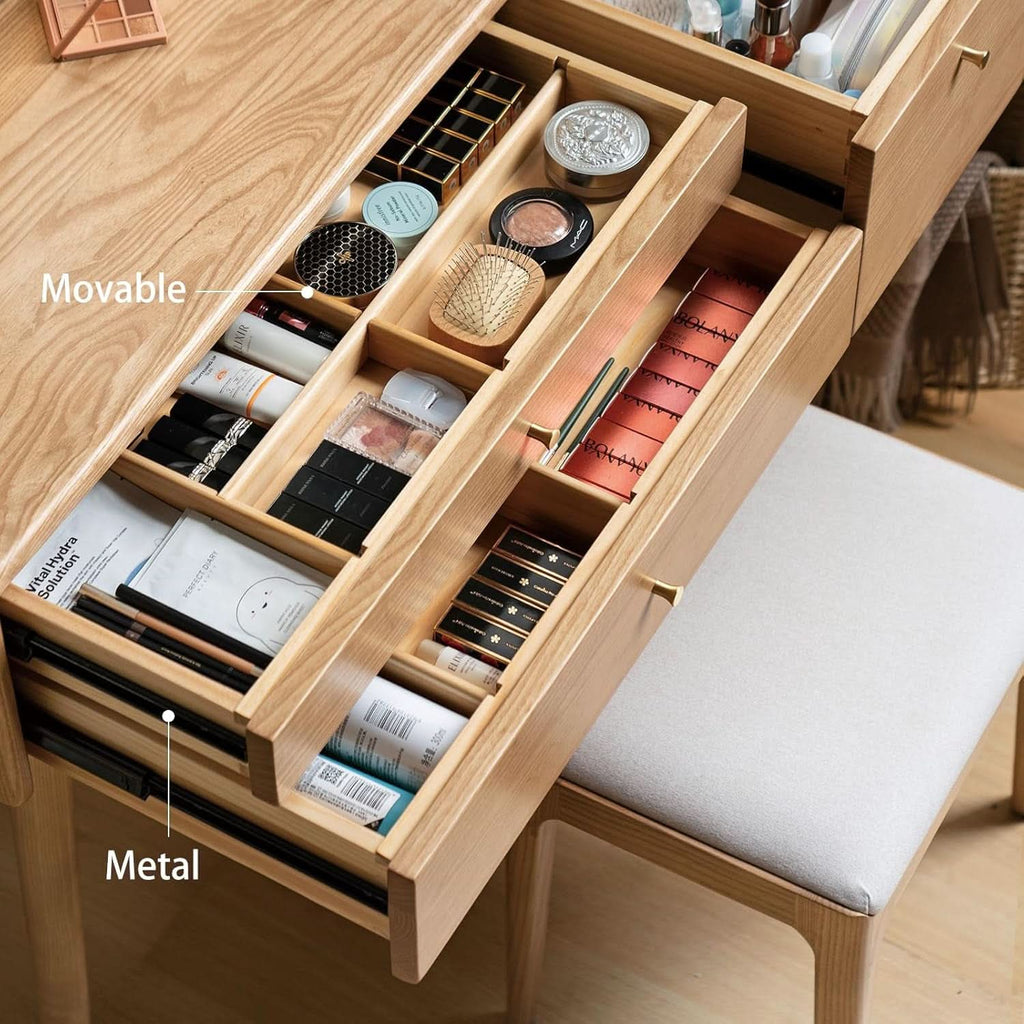Solid Wood Vanity Desk Drawer Dividers 32 Inches Height