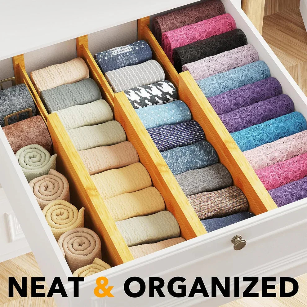 Bamboo Expandable Drawer Dividers – 4 Pack (Long)