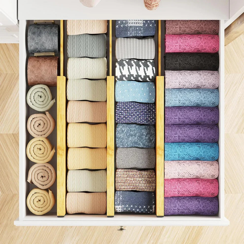 Bamboo Expandable Drawer Dividers – 4 Pack (Long)