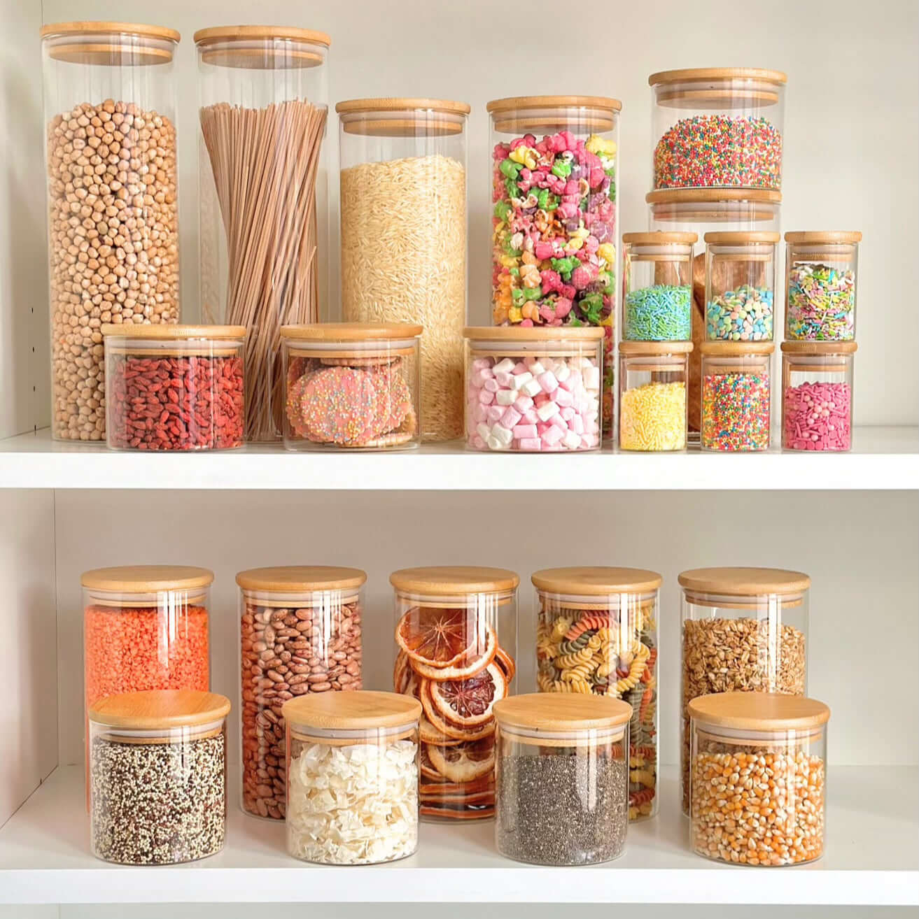 Round Glass Jar with Bamboo Lid - 580ml