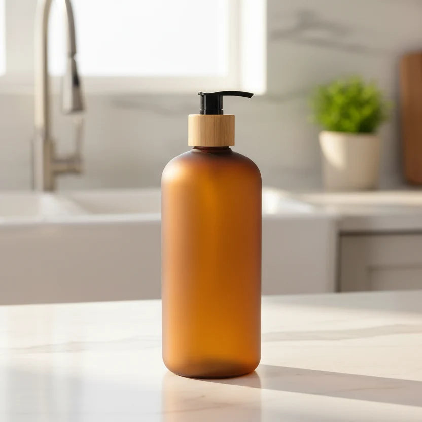 Amber Frost Pump Bottle – 500 ml Refillable Dispenser
