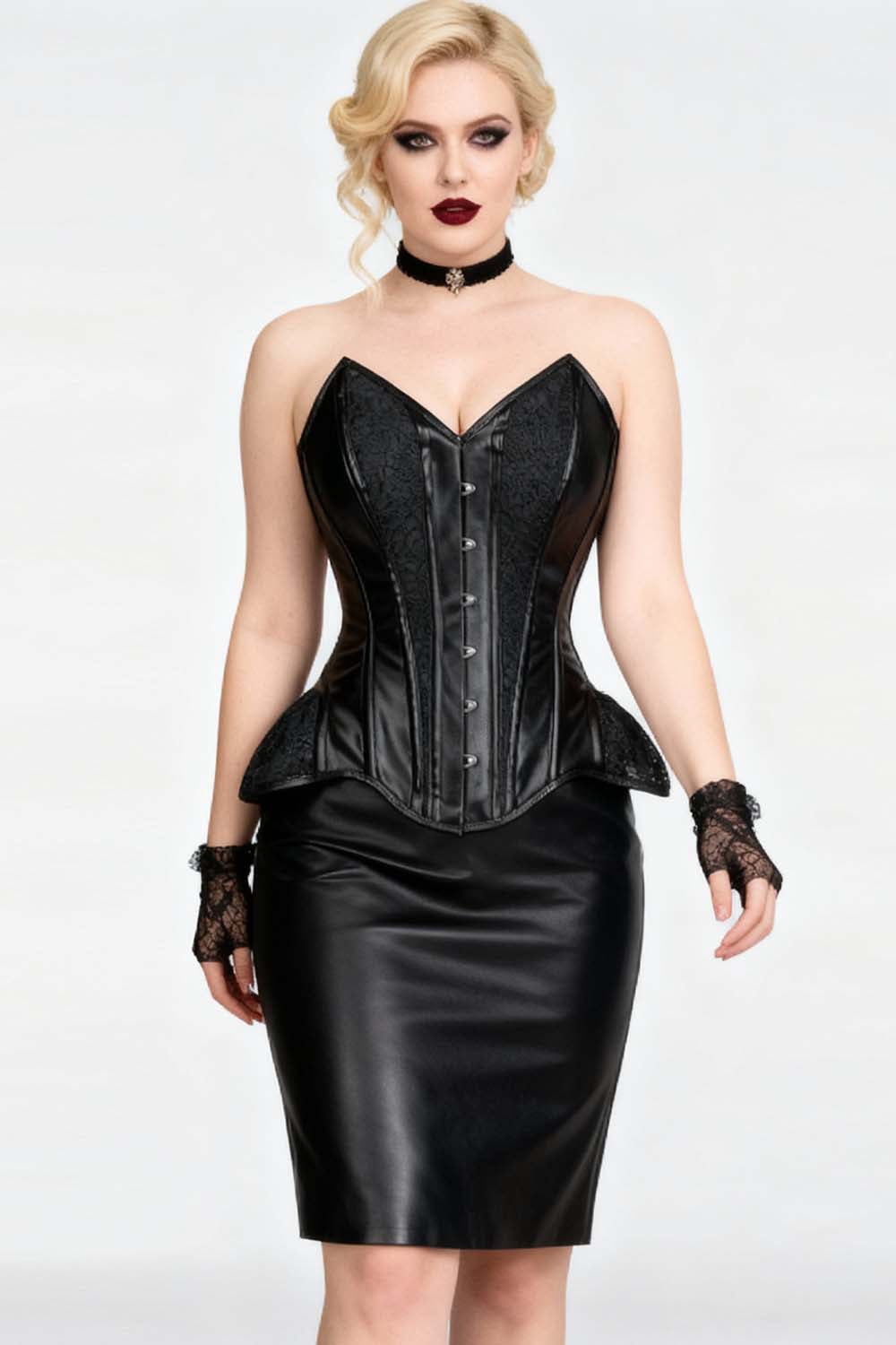 Talene Black Overbust Corset With Hip Gores