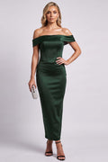 CELESTINE Strapless Column Evening Dress - Deep Forest Green