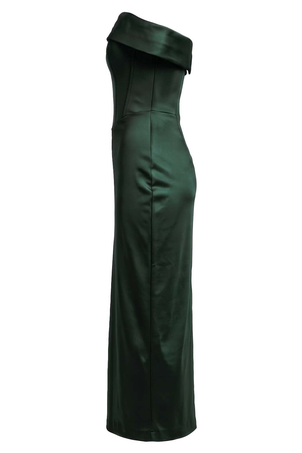 CELESTINE Strapless Column Evening Dress - Deep Forest Green