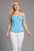 ASTER Overbust Waist-Training Corset — Cyan Blue Satin