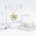 Custom Heart Gemstone Necklace – S925 Silver Personalized Name Pendant for Couples