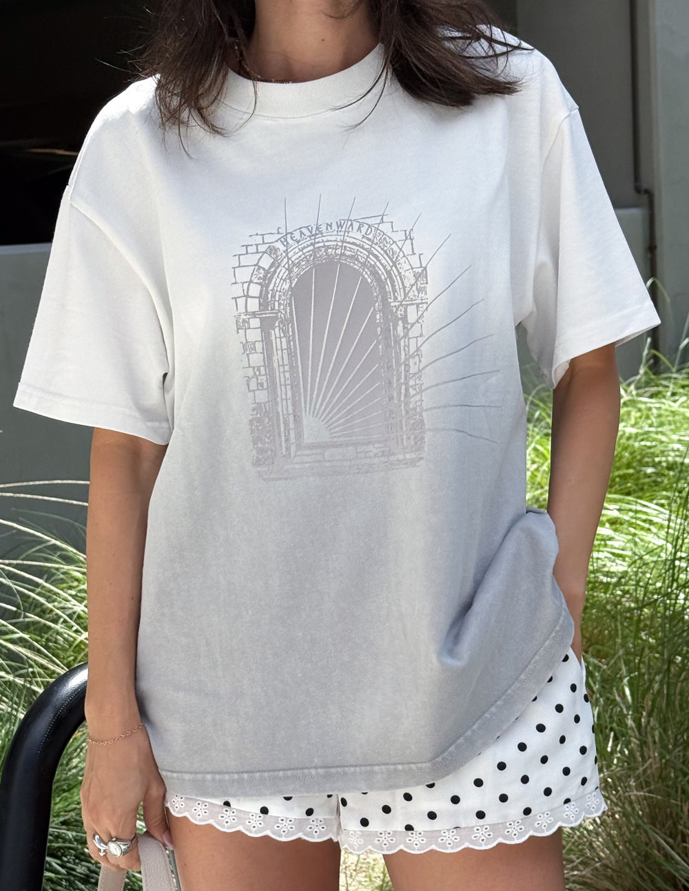 Spread Love – Heavenward Heavyweight Tee | 320 GSM 100% Cotton | Stone Grey Ombre