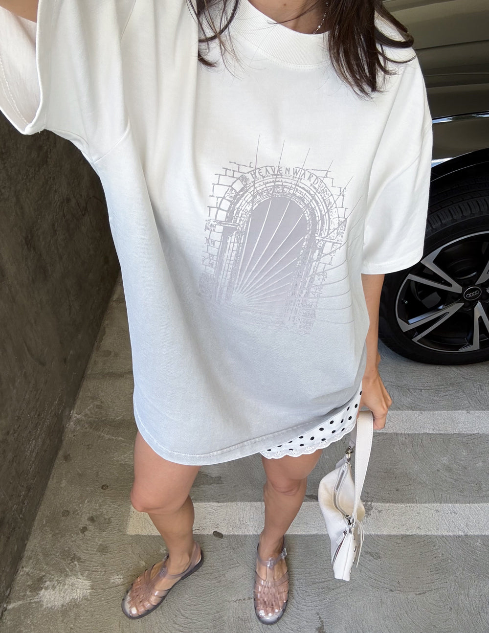 Spread Love – Heavenward Heavyweight Tee | 320 GSM 100% Cotton | Stone Grey Ombre