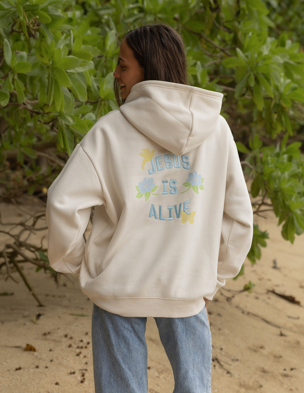 Spread Love – Jesus Is Alive Unisex Hoodie | Embroidered | 70% Cotton | Nimbus Cloud