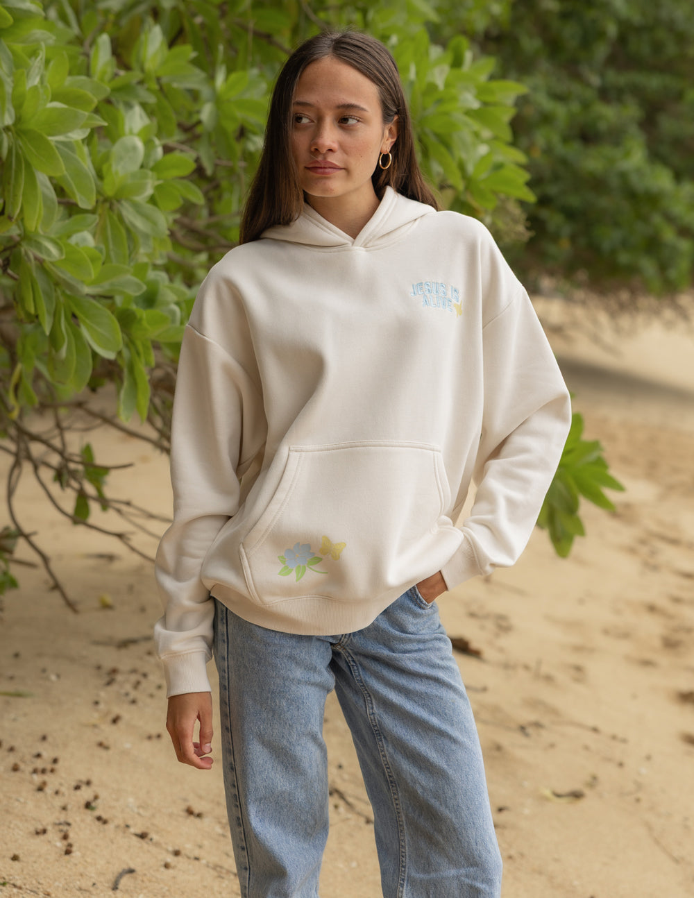 Spread Love – Jesus Is Alive Unisex Hoodie | Embroidered | 70% Cotton | Nimbus Cloud