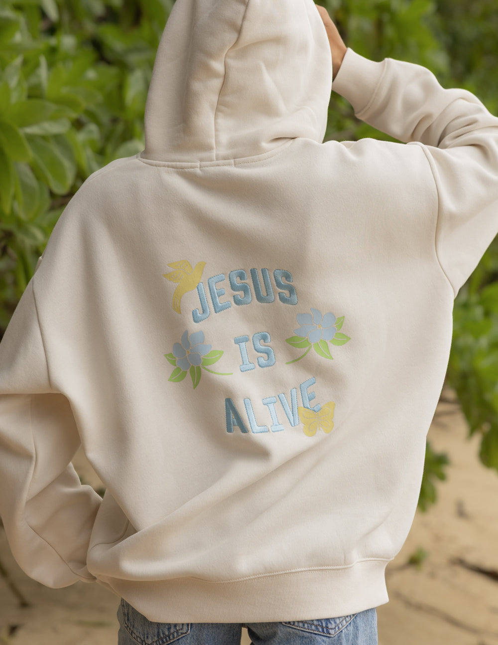 Spread Love – Jesus Is Alive Unisex Hoodie | Embroidered | 70% Cotton | Nimbus Cloud
