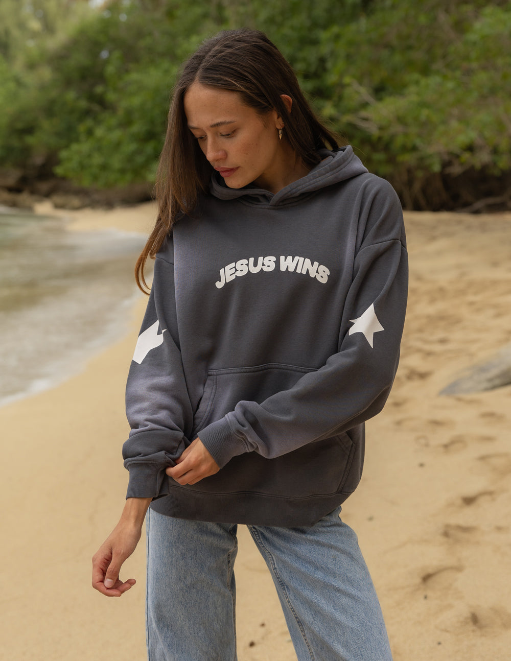 Spread Love – Jesus Wins Unisex Hoodie | Garment Dyed | 70% Cotton | Black Tide