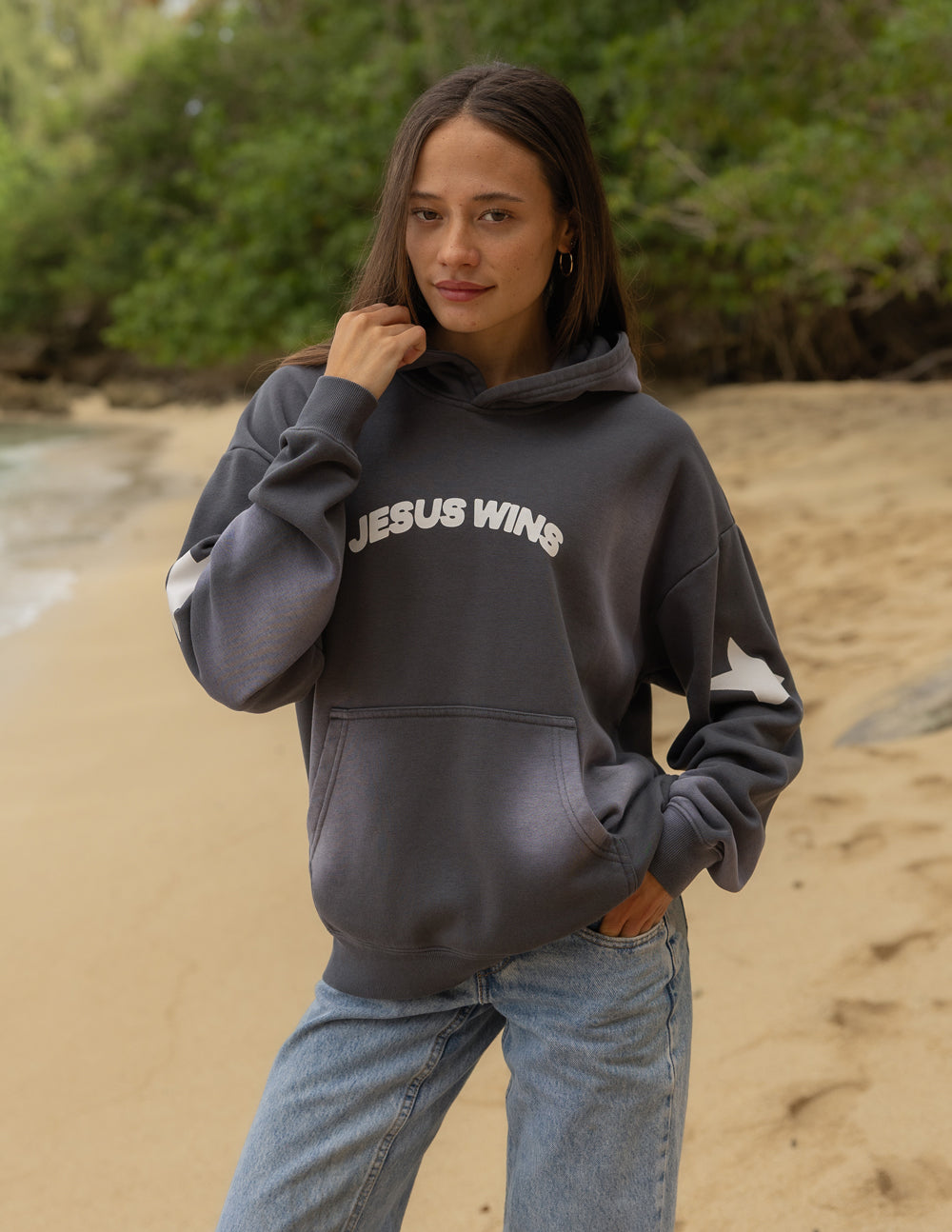 Spread Love – Jesus Wins Unisex Hoodie | Garment Dyed | 70% Cotton | Black Tide