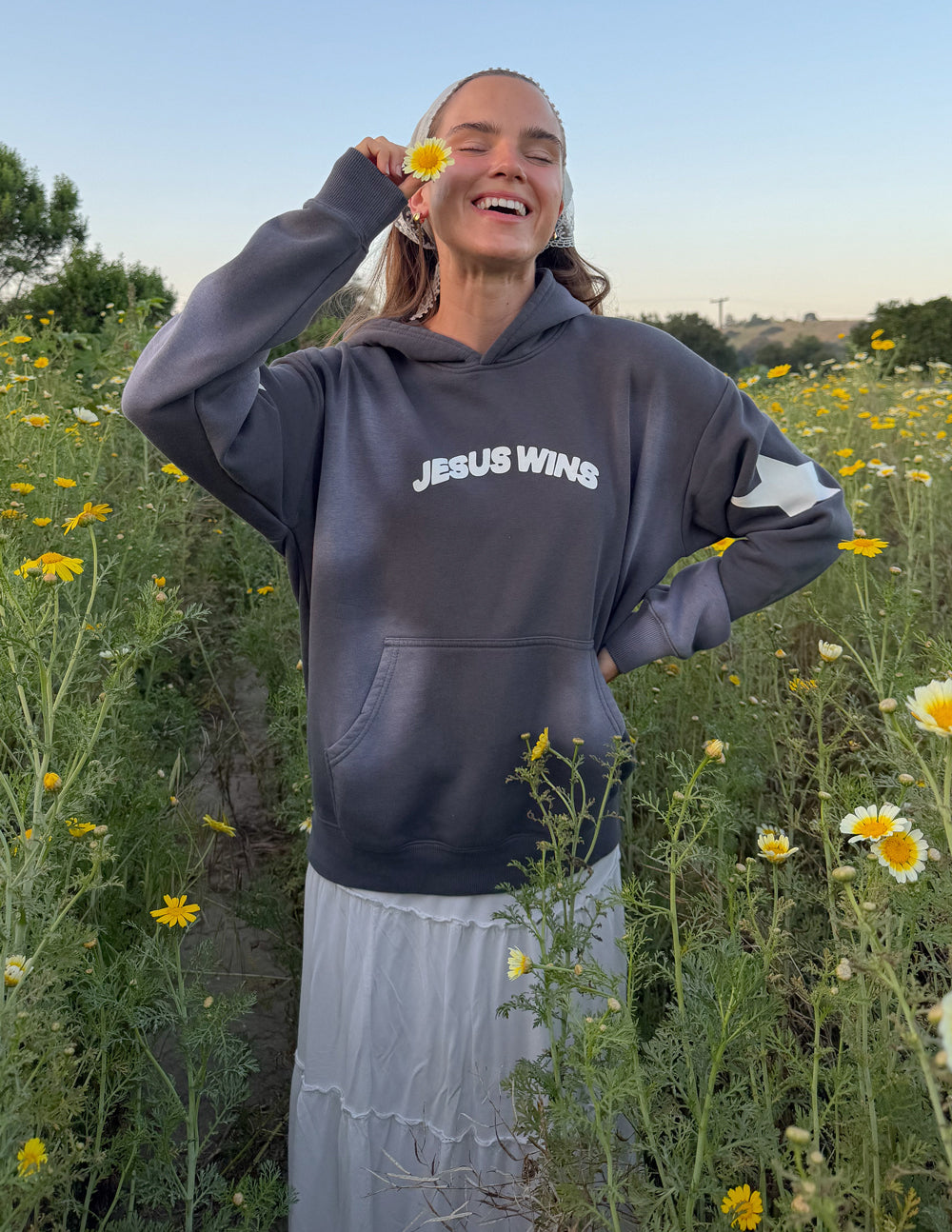 Spread Love – Jesus Wins Unisex Hoodie | Garment Dyed | 70% Cotton | Black Tide