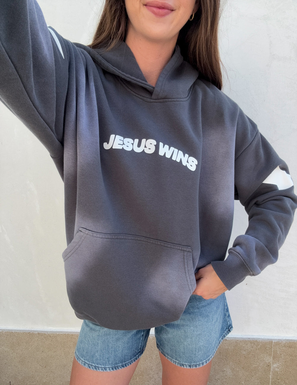 Spread Love – Jesus Wins Unisex Hoodie | Garment Dyed | 70% Cotton | Black Tide