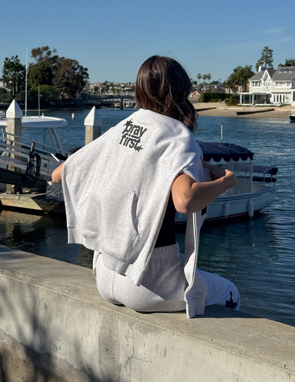 Spread Love – Pray First Unisex Hoodie | 70% Cotton | Heather Grey