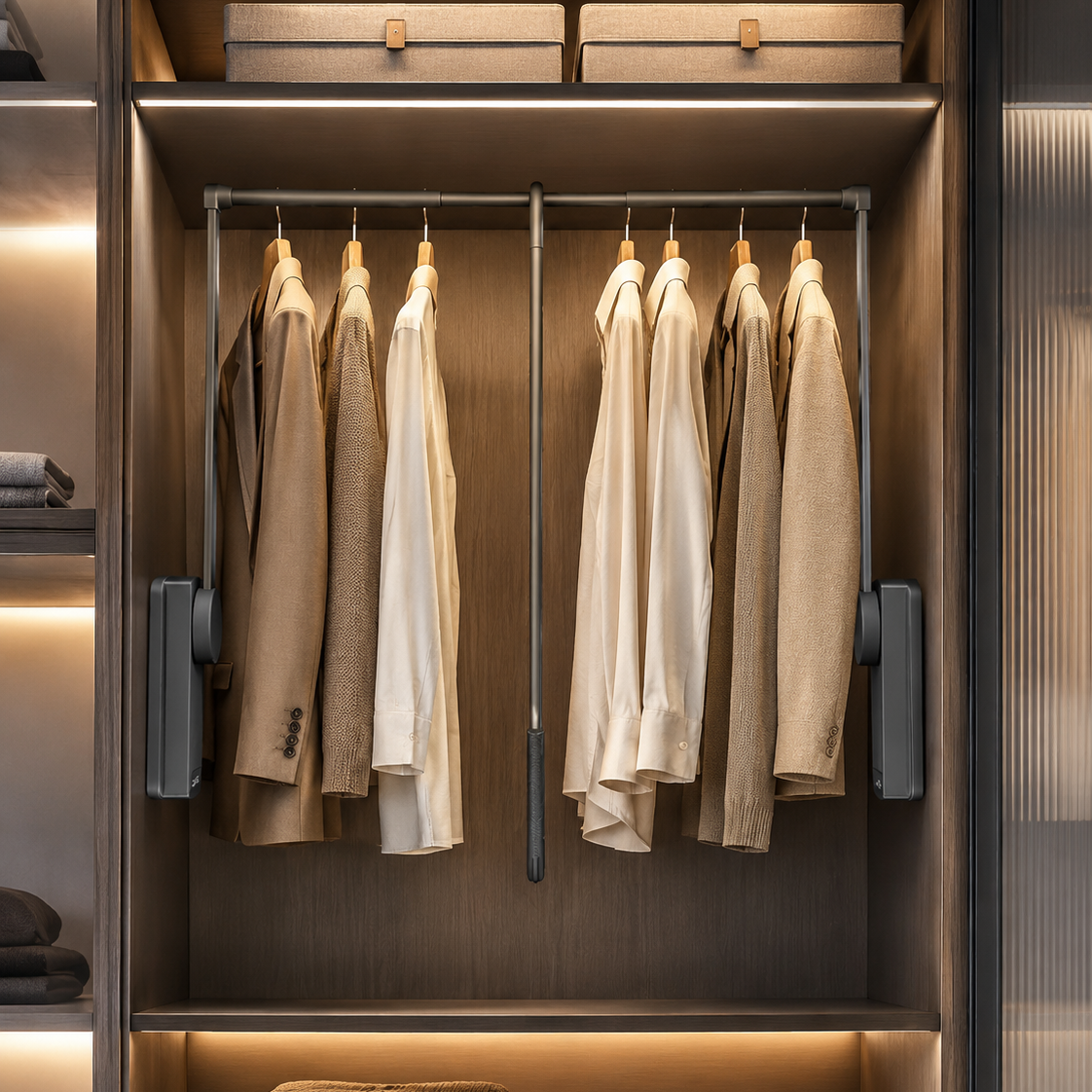 Pull Down Wardrobe Rail Anthracite Soft Close
