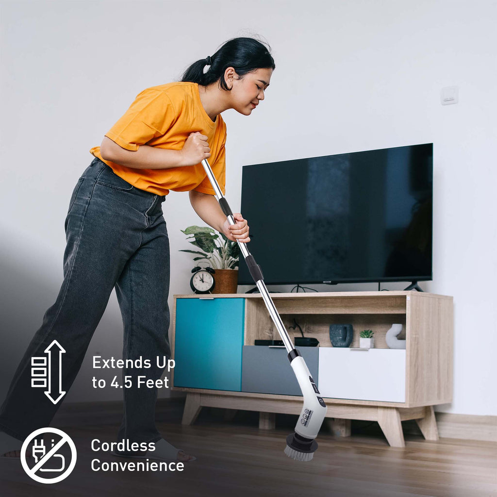 3-in-1 Cordless Rechargeable Cleaning Pursonic Bundle: Power Scrubber, Extended Brush & Mini Vacuum Duster for Home & Car.