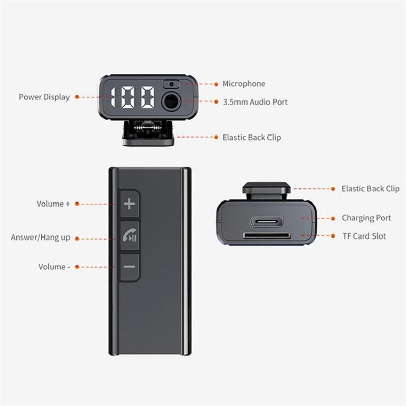 NNEIDS Wireless Car Bluetooth Hands-Free Call Adapter With Digital Display